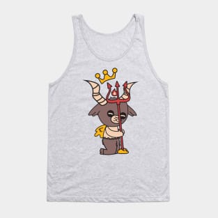 Cute Little Satan Goat with Crown and Trident Tank Top